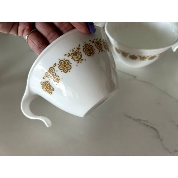 VINTAGE Corelle Livingware by Corning Butterfly Gold Open Hook Handle Mugs 1970s - Picture 4 of 5